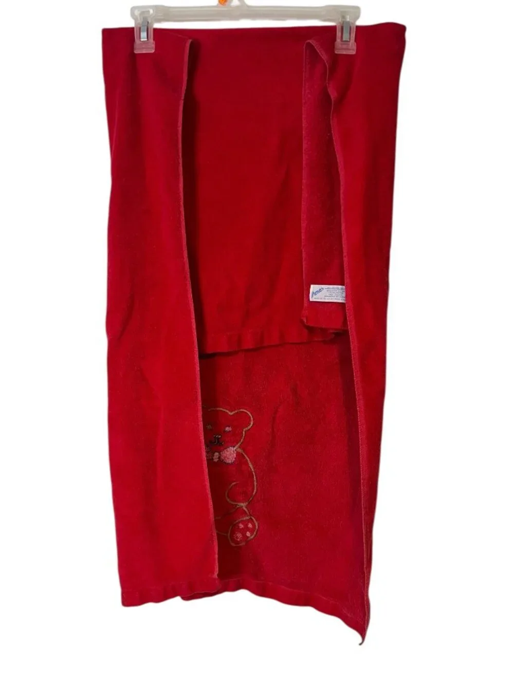 Teddy Bear Bath Towel Vintage Ames Red USA Made
